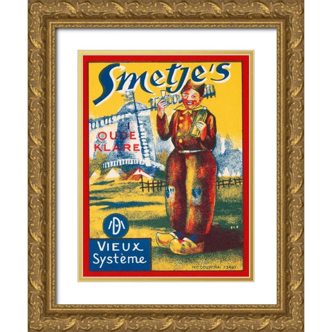 Smetjes Oude Klare Gold Ornate Wood Framed Art Print with Double Matting by Vintage Booze Labels