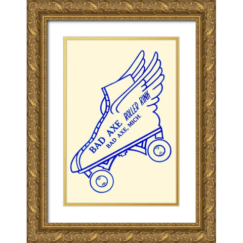 Bad Axe Roller Rink Gold Ornate Wood Framed Art Print with Double Matting by Retrorollers