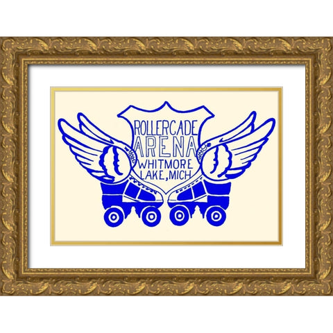 Rollercade Arena Gold Ornate Wood Framed Art Print with Double Matting by Retrorollers