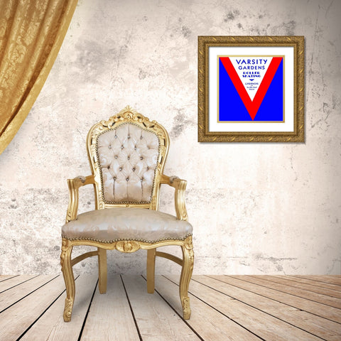 Varsity Gardens Roller Skating Gold Ornate Wood Framed Art Print with Double Matting by Retrorollers