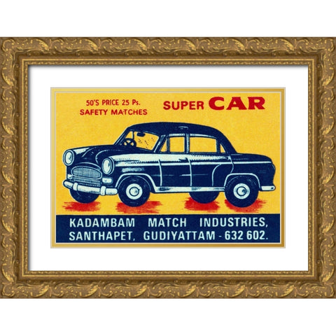 Super Car Matches Gold Ornate Wood Framed Art Print with Double Matting by Phillumenart