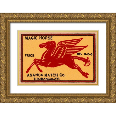 Magic Horse Matches Gold Ornate Wood Framed Art Print with Double Matting by Phillumenart