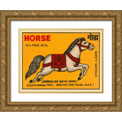 Horse Matches Gold Ornate Wood Framed Art Print with Double Matting by Phillumenart