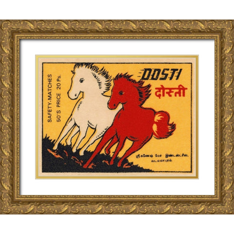 Posti Matches Gold Ornate Wood Framed Art Print with Double Matting by Phillumenart