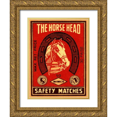 The Horse Head Safety Matches Gold Ornate Wood Framed Art Print with Double Matting by Phillumenart