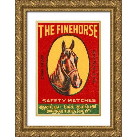 The Fine Horse Safety Matches Gold Ornate Wood Framed Art Print with Double Matting by Phillumenart