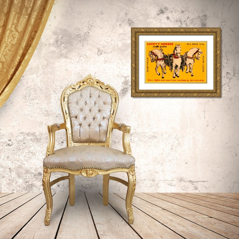 Lucky Horses Matches Gold Ornate Wood Framed Art Print with Double Matting by Phillumenart