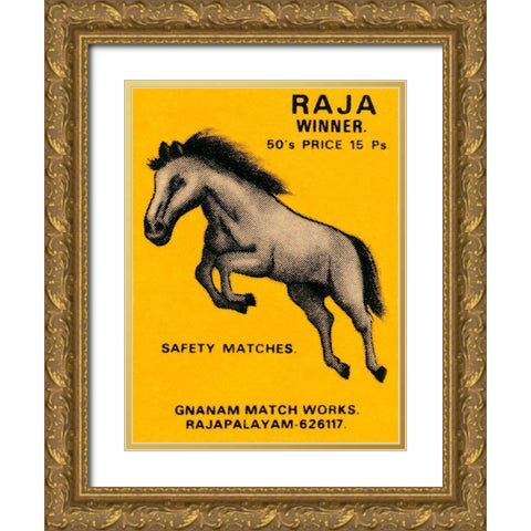 Raja Winner Safety Matches Gold Ornate Wood Framed Art Print with Double Matting by Phillumenart
