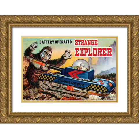 Strange Explorer Gold Ornate Wood Framed Art Print with Double Matting by Retrotrans