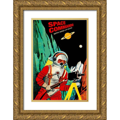Space Commando Gold Ornate Wood Framed Art Print with Double Matting by Retrobot