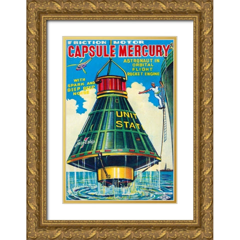 Capsule Mercury Gold Ornate Wood Framed Art Print with Double Matting by Retrorocket