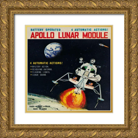 Apollo Lunar Module Gold Ornate Wood Framed Art Print with Double Matting by Retrorocket