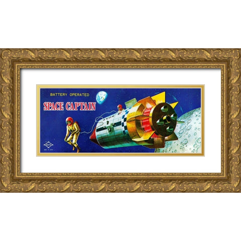 Space Captain Gold Ornate Wood Framed Art Print with Double Matting by Retrorocket