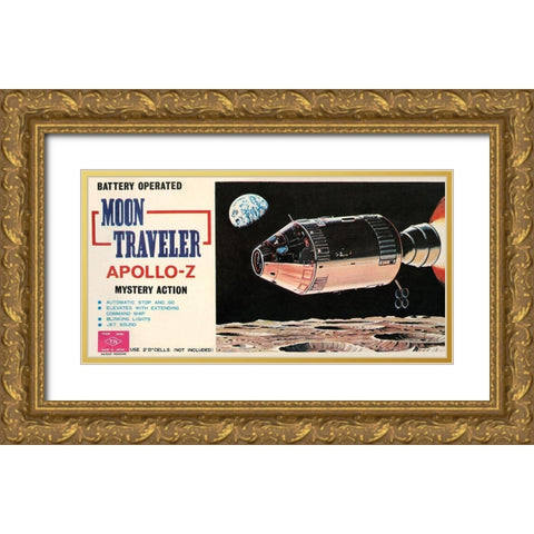 Moon Traveler Apollo-Z Gold Ornate Wood Framed Art Print with Double Matting by Retrorocket