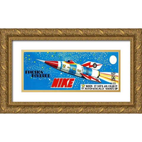 Friction Powered Nike Gold Ornate Wood Framed Art Print with Double Matting by Retrorocket
