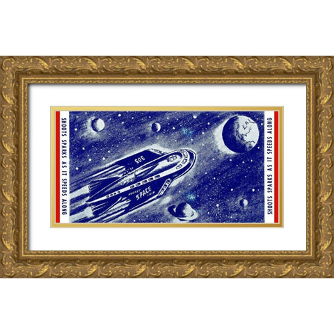 Rocket Space Ship 305 Gold Ornate Wood Framed Art Print with Double Matting by Retrorocket