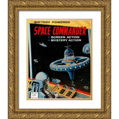 Space Commander Gold Ornate Wood Framed Art Print with Double Matting by Retrorocket