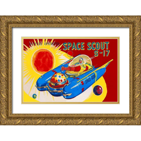 Space Scout S-17 Gold Ornate Wood Framed Art Print with Double Matting by Retrorocket