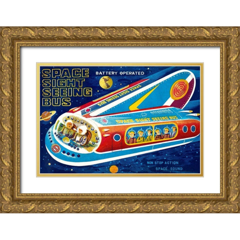Space Sight Seeing Bus Gold Ornate Wood Framed Art Print with Double Matting by Retrorocket