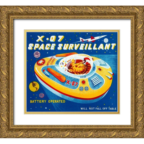 X-07 Space Surveillant II Gold Ornate Wood Framed Art Print with Double Matting by Retrorocket