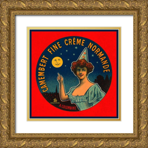 Camembert fine creme Normande Gold Ornate Wood Framed Art Print with Double Matting by Retrolabel