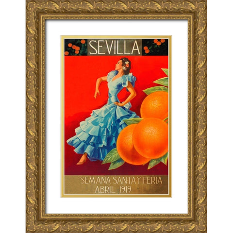 Sevilla - Fair Week Gold Ornate Wood Framed Art Print with Double Matting by Retrolabel