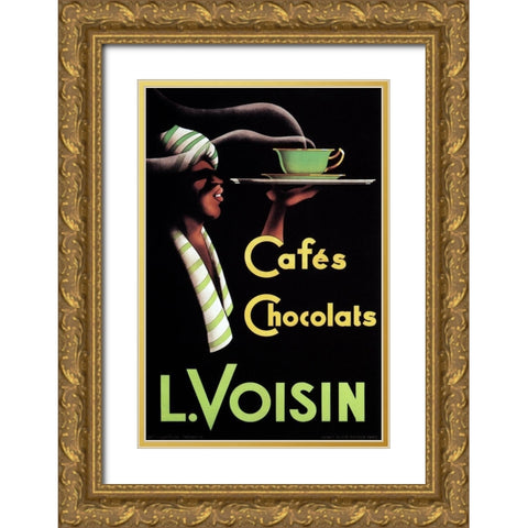 Cafes Chocolats L. Voisin Gold Ornate Wood Framed Art Print with Double Matting by Retrolabel