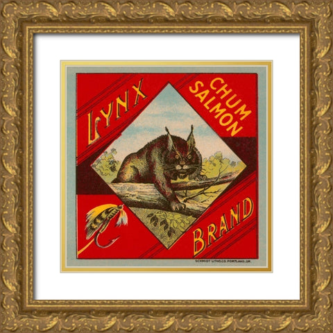 Lynx Brand Chum Salmon Gold Ornate Wood Framed Art Print with Double Matting by Retrolabel