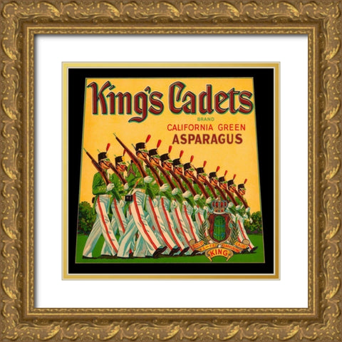 Kings Cadets California Green Asparagus Gold Ornate Wood Framed Art Print with Double Matting by Retrolabel