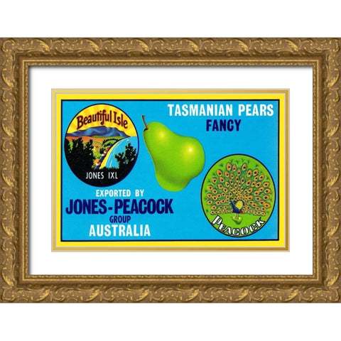 Jones-Peacock Tasmanian Pears Gold Ornate Wood Framed Art Print with Double Matting by Retrolabel