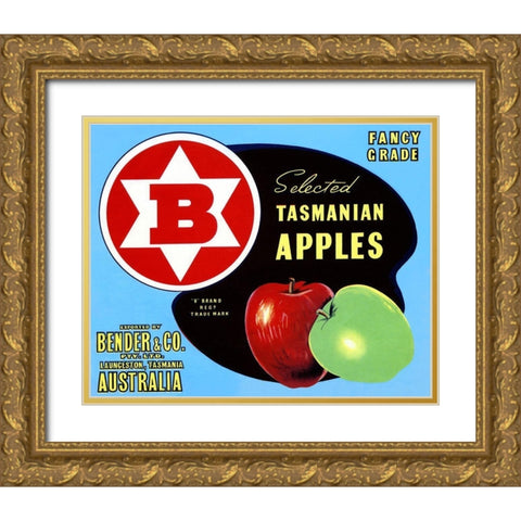 Fancy Grade Selected Tasmanian Apples Gold Ornate Wood Framed Art Print with Double Matting by Retrolabel