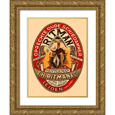 Gentleman Liquor Gold Ornate Wood Framed Art Print with Double Matting by Retrolabel