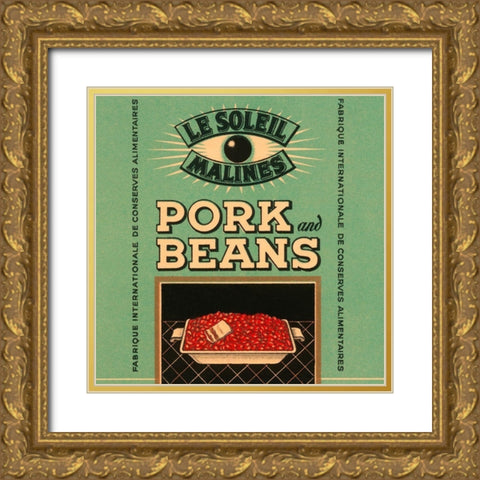 Le Soleil Malines - Pork and Beans Gold Ornate Wood Framed Art Print with Double Matting by Retrolabel