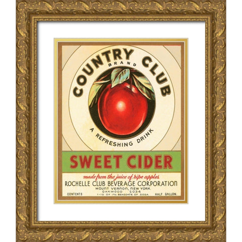 Country Club Sweet Cider Gold Ornate Wood Framed Art Print with Double Matting by Retrolabel