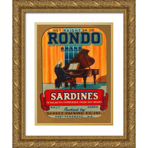 Rondo Brand Sardines Gold Ornate Wood Framed Art Print with Double Matting by Retrolabel