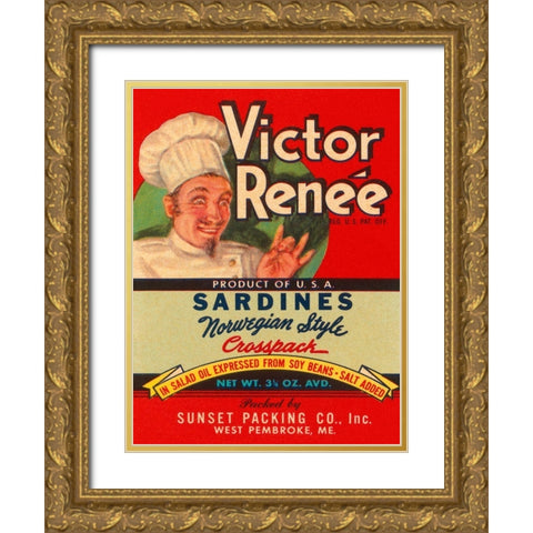 Victor Renee Sardines Gold Ornate Wood Framed Art Print with Double Matting by Retrolabel