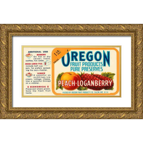 Peach - Loganberry Preserves Gold Ornate Wood Framed Art Print with Double Matting by Retrolabel