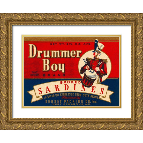 Drummer Boy Smoked Sardines Gold Ornate Wood Framed Art Print with Double Matting by Retrolabel