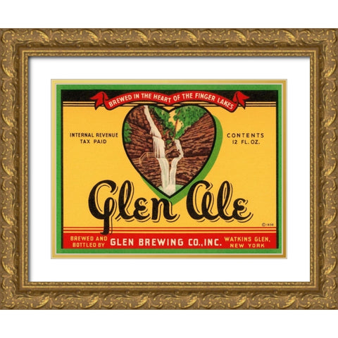 Glen Ale Gold Ornate Wood Framed Art Print with Double Matting by Retrolabel