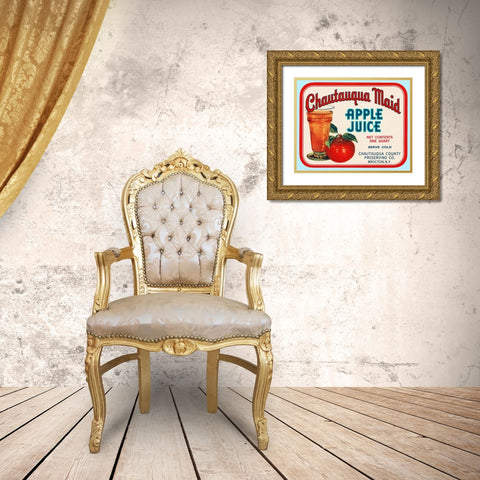 Chautauqua Maid Apple Juice Gold Ornate Wood Framed Art Print with Double Matting by Retrolabel