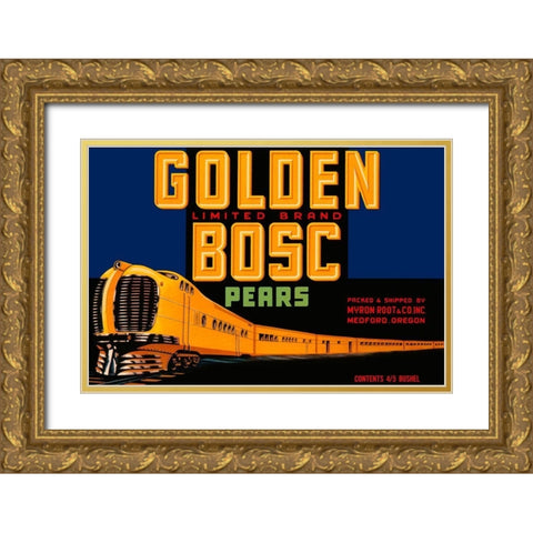 Golden Bosc Limited Edition Pears Gold Ornate Wood Framed Art Print with Double Matting by Retrolabel