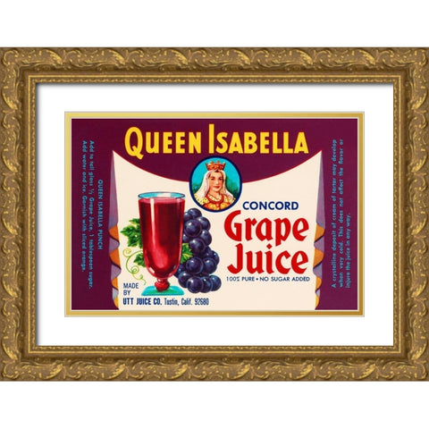 Queen Isabella Concord Grape Juice Gold Ornate Wood Framed Art Print with Double Matting by Retrolabel