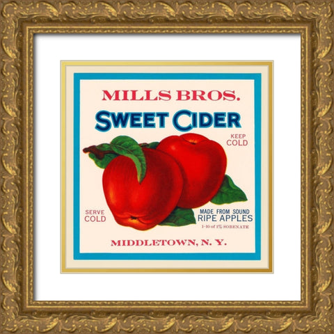 Mills Bros. Sweet Cider Gold Ornate Wood Framed Art Print with Double Matting by Retrolabel