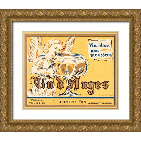 Vin dAnges Gold Ornate Wood Framed Art Print with Double Matting by Retrolabel