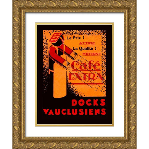 Cafe Extra - Docks Vauclusiens Gold Ornate Wood Framed Art Print with Double Matting by Retrolabel