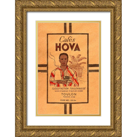 Cafes Hova Gold Ornate Wood Framed Art Print with Double Matting by Retrolabel
