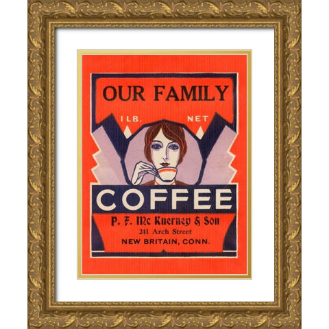 Our Family Coffee Gold Ornate Wood Framed Art Print with Double Matting by Retrolabel