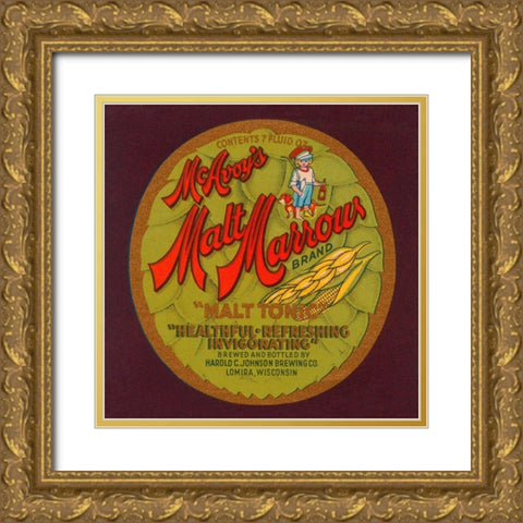 McAvoys Malt Marrows Malt Tonic Gold Ornate Wood Framed Art Print with Double Matting by Retrolabel