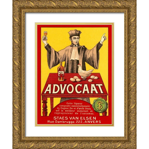 Advocat Gold Ornate Wood Framed Art Print with Double Matting by Retrolabel