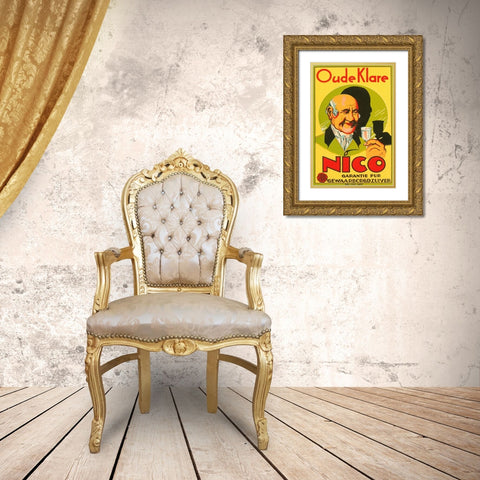 Oude Klare Nico Gold Ornate Wood Framed Art Print with Double Matting by Retrolabel